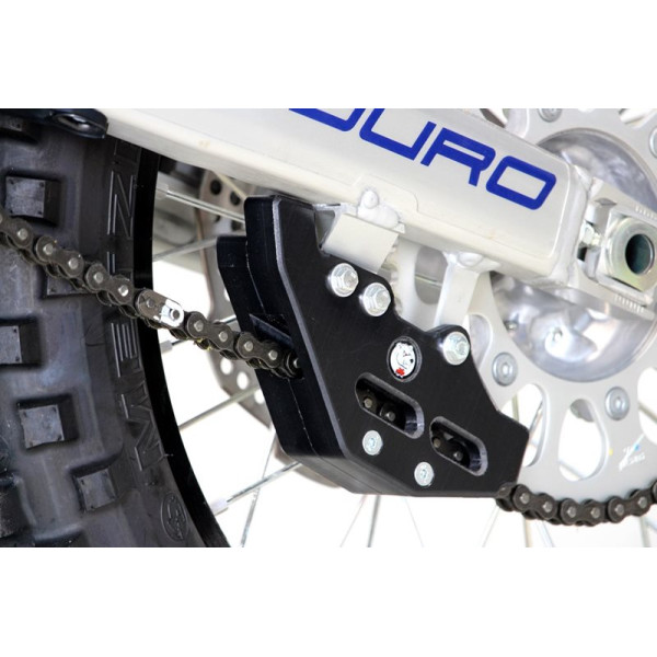 Vue avant du guide chaine noir en plastique UHMW pour Honda
