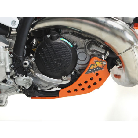 Right side of the orange HDPE plastic skid plate for KTM and Husqvarna 250 - 300