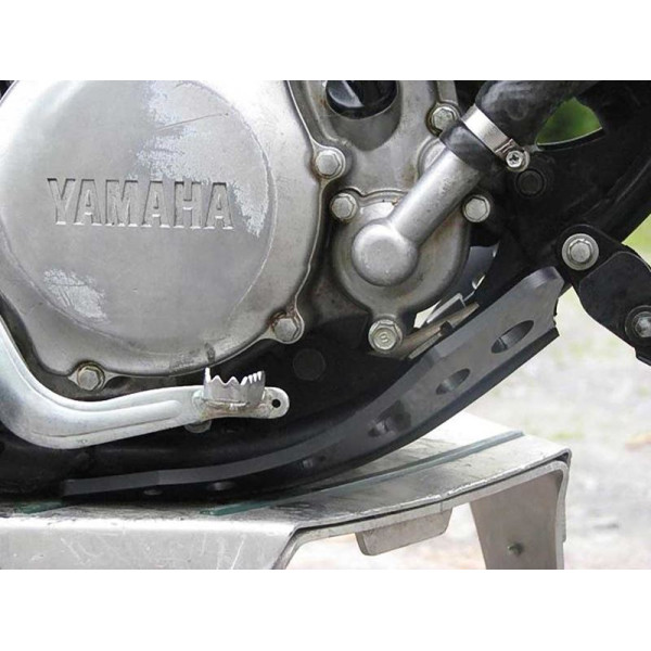Right side of the black HDPE plastic skid plate for Yamaha YZ85