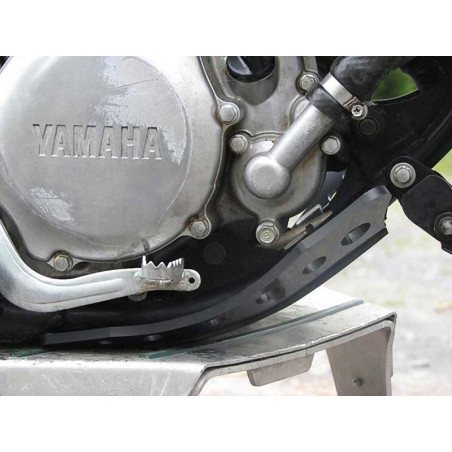 Right side of the black HDPE plastic skid plate for Yamaha YZ85