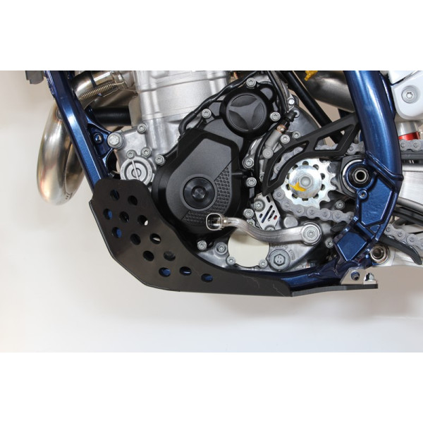 Left side of the black HDPE plastic skid plate for KTM - Husqvarna